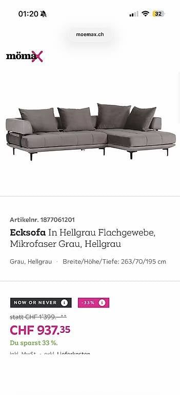 Mömax Sofas: Ecksofa Mikrofaser Grau – D'occasion à Olten par Kristinaaa222 2