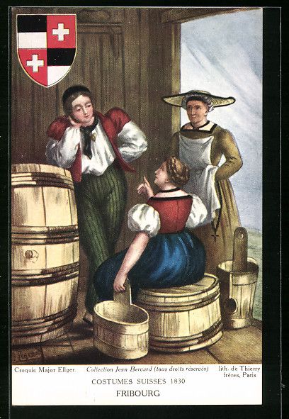 Cartoline postali: Sennergruppe Fribourg, Wappen, Schweizer – Usato da Berlin venduto da bartko-reher