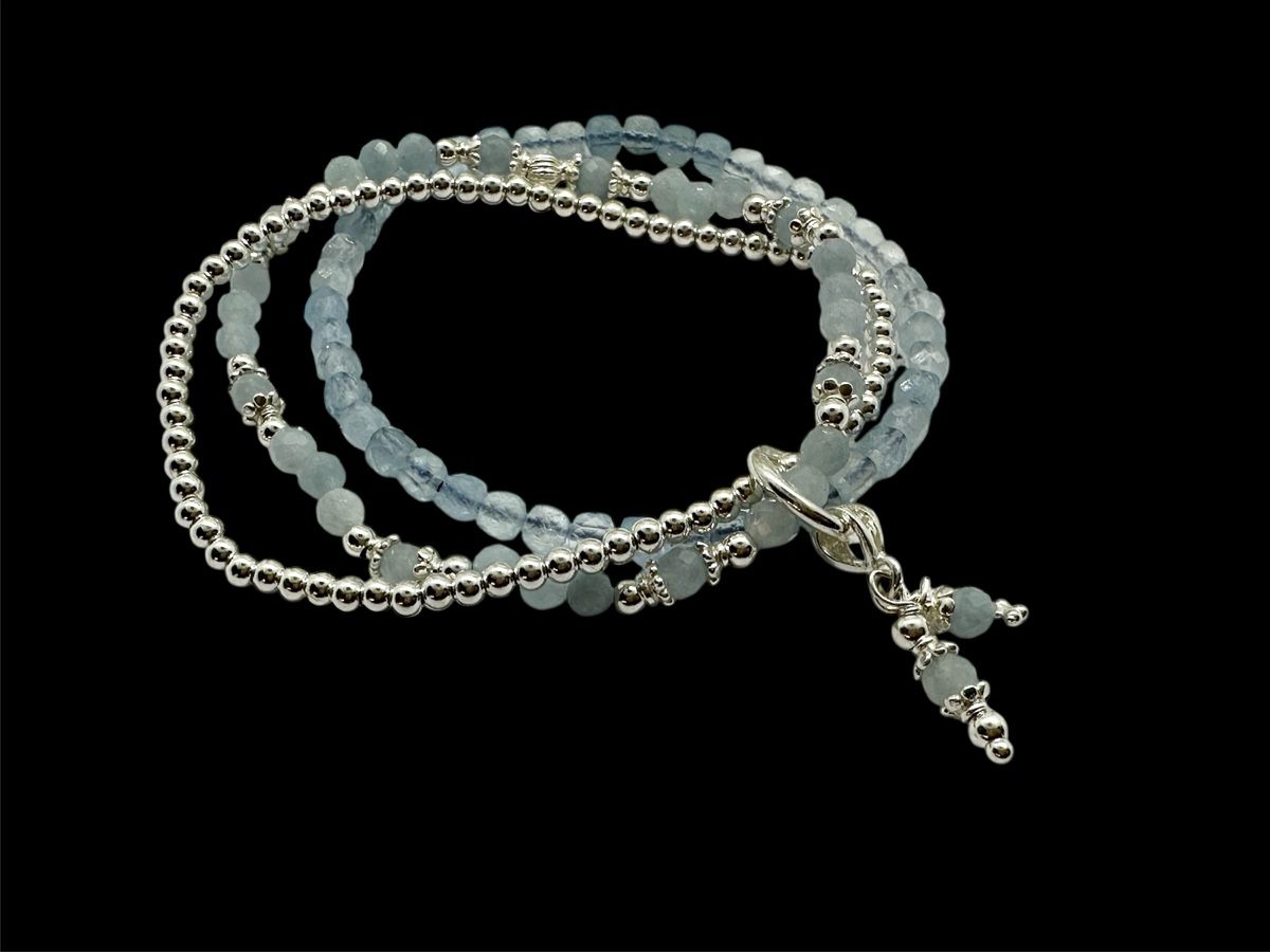 Bracciali & Braccialetti: Aquamarin Armband mit viel silber 925 – Nuovo e nell'imballaggio originale da Niederglatt ZH venduto da Silberschmuck-design
