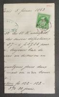 FRANCE 1863 : Paris, Napoléon III 5 c sur lettre imprimée