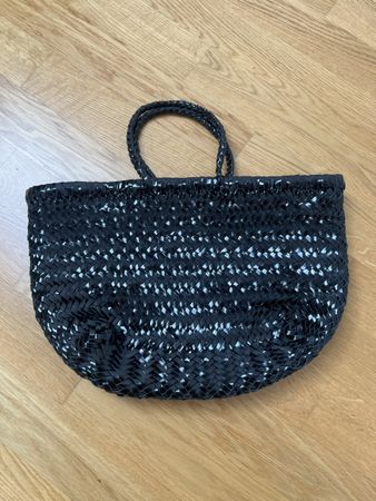 DRAGON DIFFUSION Handwoven Leather Tote Bag Small Black