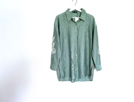 NEU Boho Bluse mit Stickerei Gr.S Sage Green
