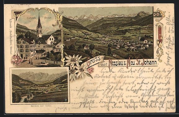 Cartoline postali: Litho Nesslau, Ortsansicht m. Buchdrucke – Usato da Berlin venduto da bartko-reher
