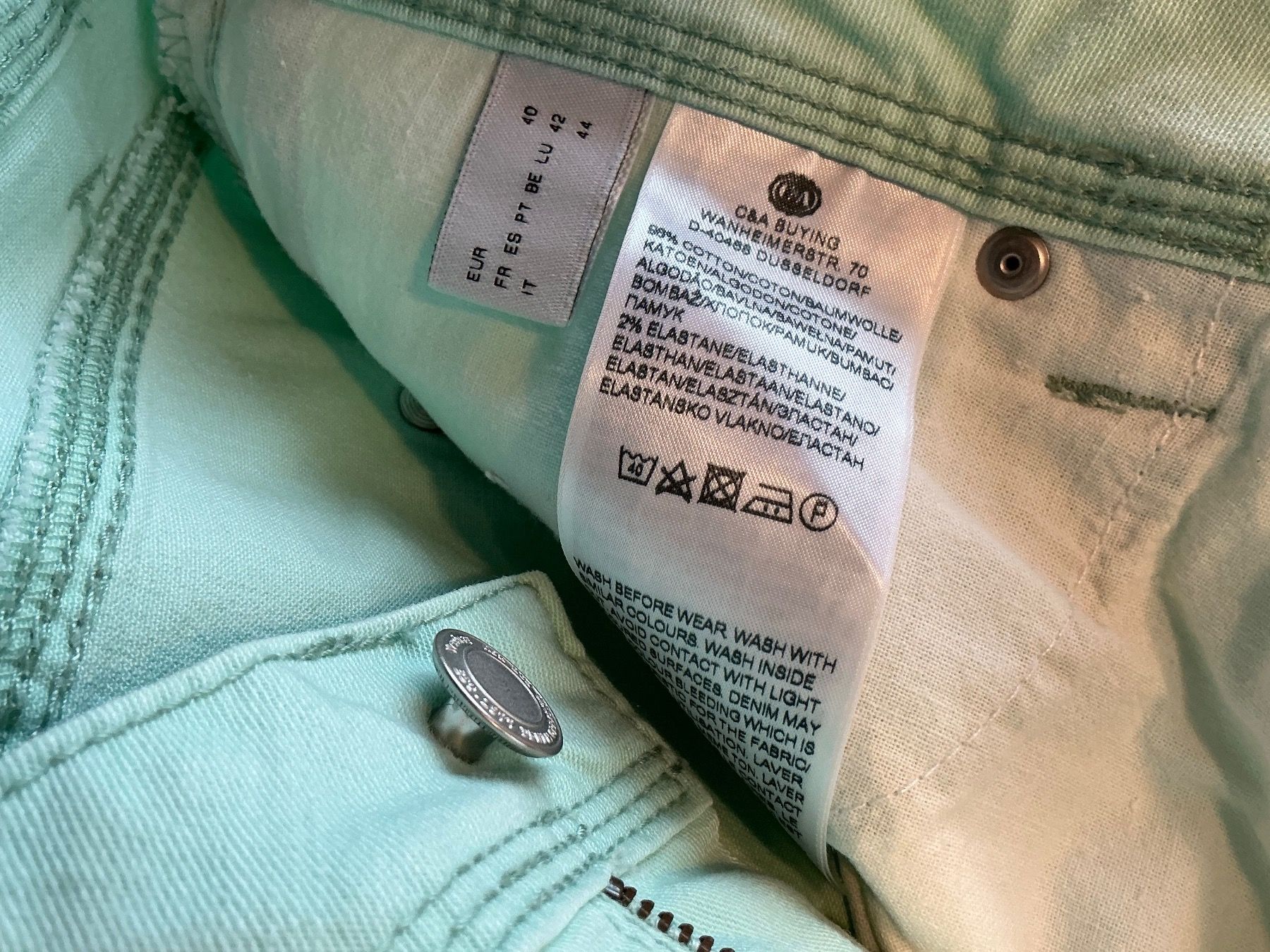 C&A Jeans: 7/8 - JEANS,  Gr. 40,  neuwertig,  FARBE: mint – Neu (gemäss Beschreibung) aus Aesch BL von Fortexx 1