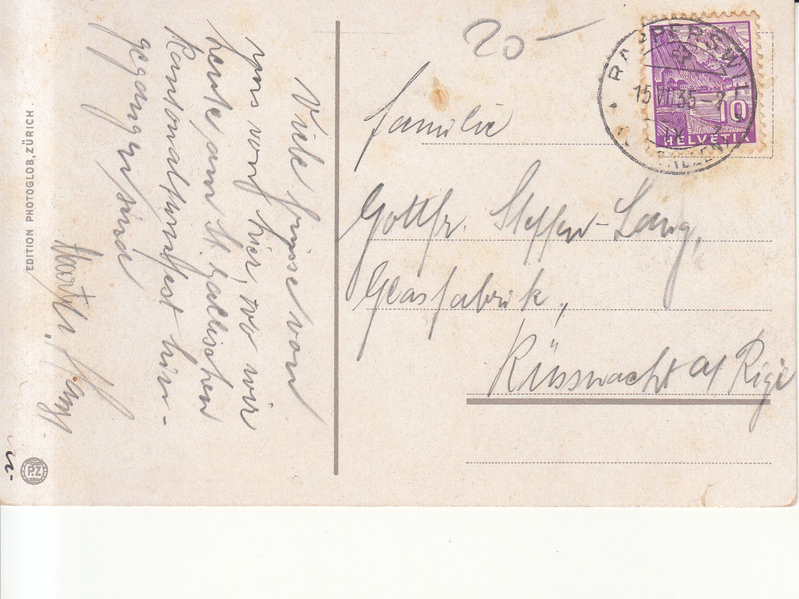 Cartoline postali: Rapperswil 1935 – Usato da Bürglen TG venduto da StampGraf 1