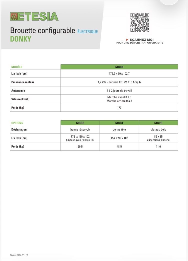 Carriole: Brouette électrique  Etesia Donky 48V – Usato da Bramois venduto da rey_xy87 2