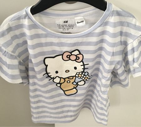 T-shirt Hello Kitty H&M rayé, taille 122/128 - Parfait!