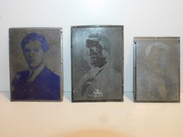 Fotografuren Fotografie 3 antike Blechbilder Negative  ca 7