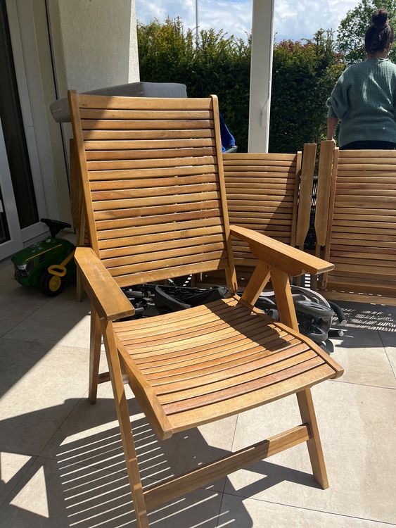 Gartenstühle Holz (klappbar) und Lehne einstellbar Kaufen auf Ricardo