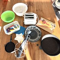 Küchenutensilien Set: Pfanne, Schüssel, Mixer u.v.m.!