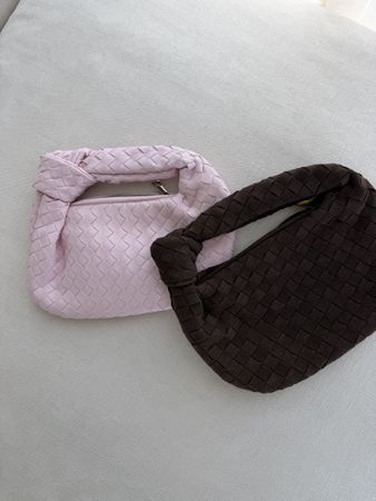 Brown woven bag vegan leather Bottega dupe mini Jodie 