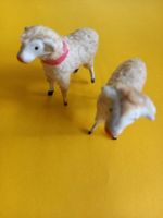 Lot de 2 moutons miniatures anciens en plâtre