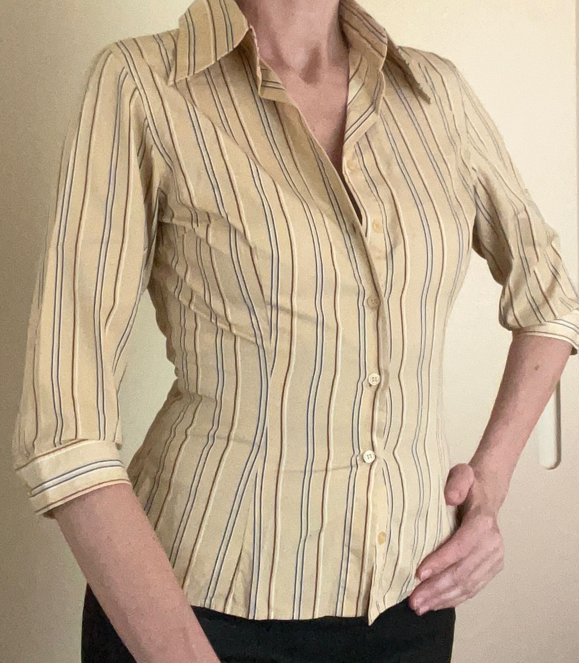 Zara Camicette: beige-gestreifte Bluse, Grösse M von Zara – Usato da Lugano venduto da sweetyd84