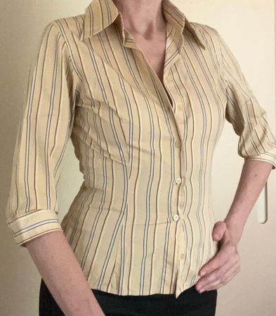 beige-gestreifte Bluse, Grösse M von Zara