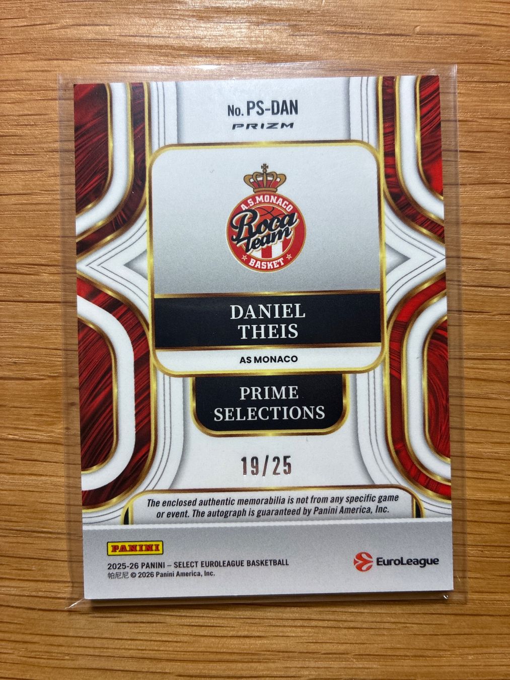 Topps Carte collezionabili: Panini Select EuroLeague Daniel Theis Monaco Patch-Auto /25 – Usato da Wangenried venduto da Garagara 1