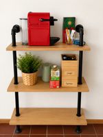 🪵 Industrial Wandregal Rohrregal 60cm Holz Metall Vintage