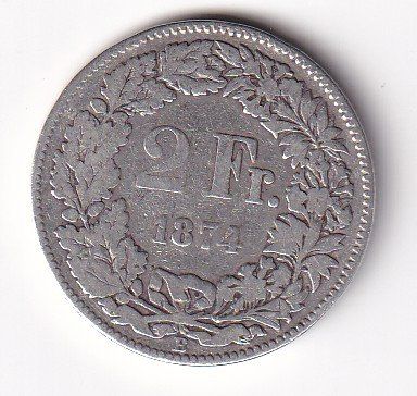 Tutti le monete: 2 Franken 1874 3-4%versch. – Usato da Neuchâtel venduto da karlpierrino