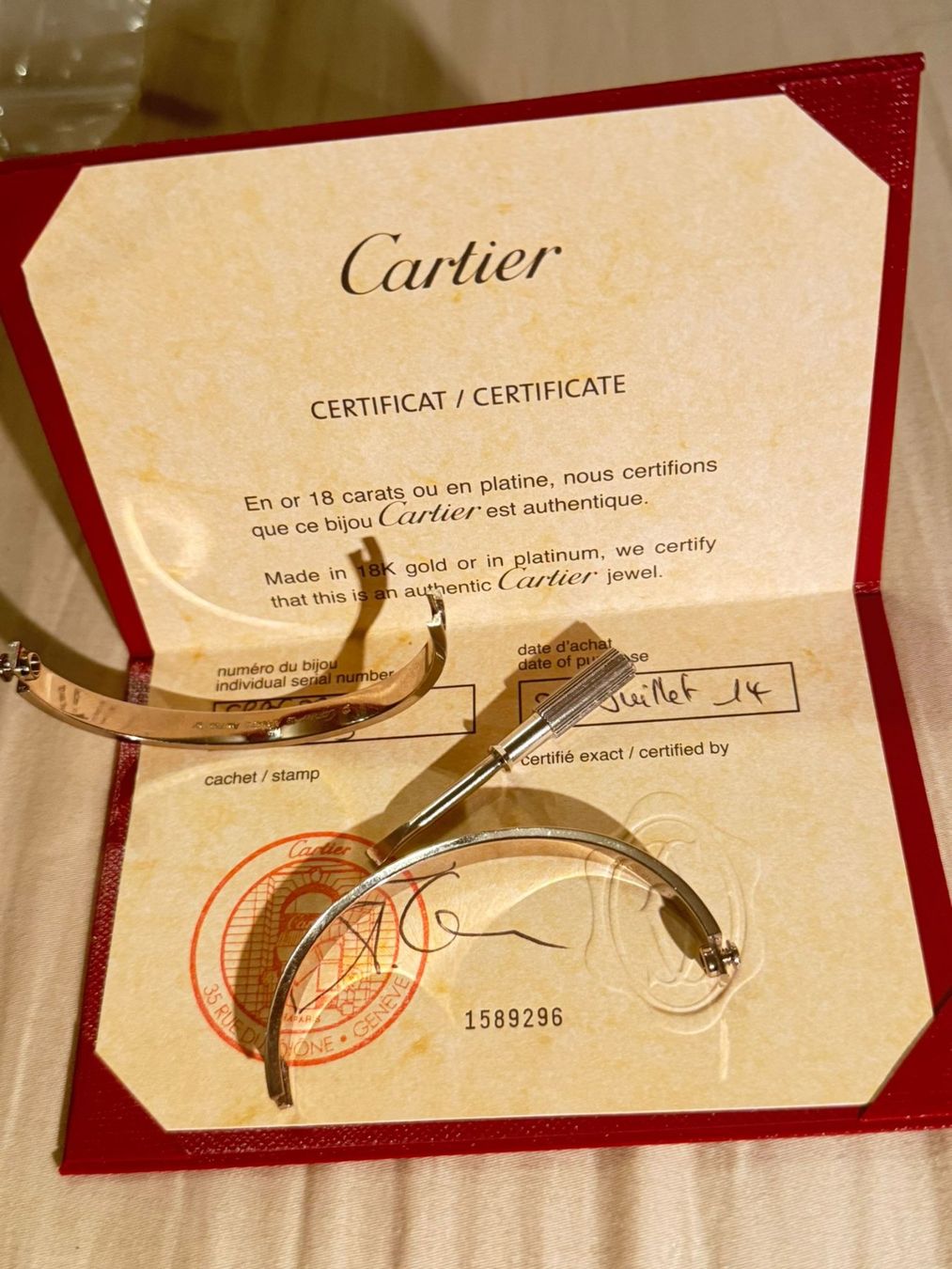 Cartier Bracciali & Braccialetti: Cartier Bracelet Love taille 18 – Usato da Pully venduto da Occasions-luxe.Golay 6