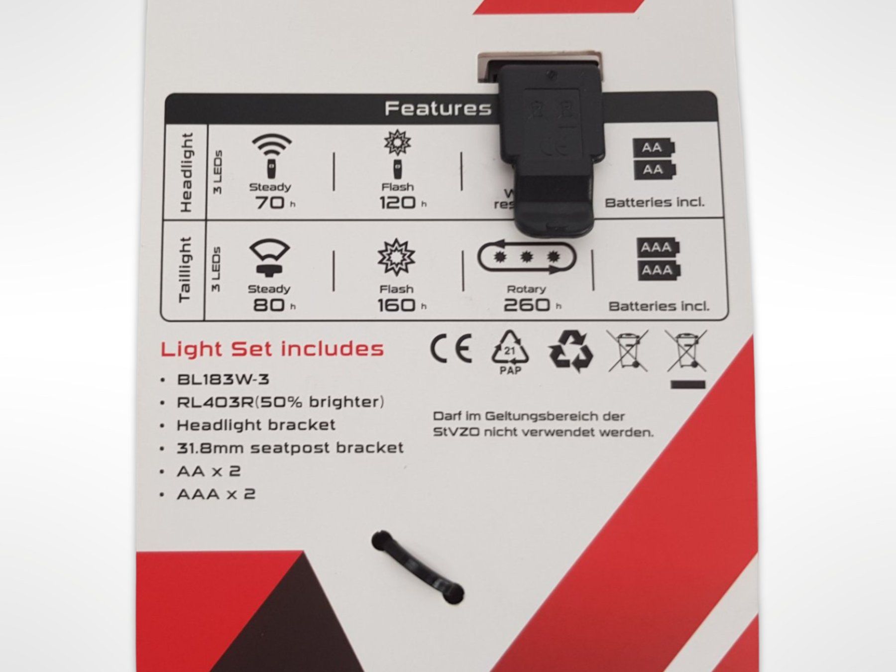 Smart Pezzi di ricambio: SMART Fahrradlicht Set Schwarz – Nuovo (secondo la descrizione) da Suhr venduto da Restwert_Suhr 4