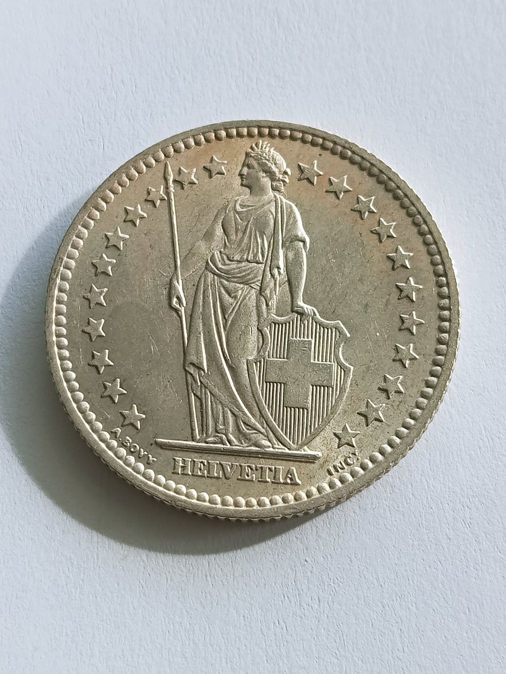 Tutti le monete: 1957  2 Fr.   Schweiz,  Silber ,  >>> stempelglanz <<< – Nuovo (secondo la descrizione) da thoerigen venduto da grimselcat 1