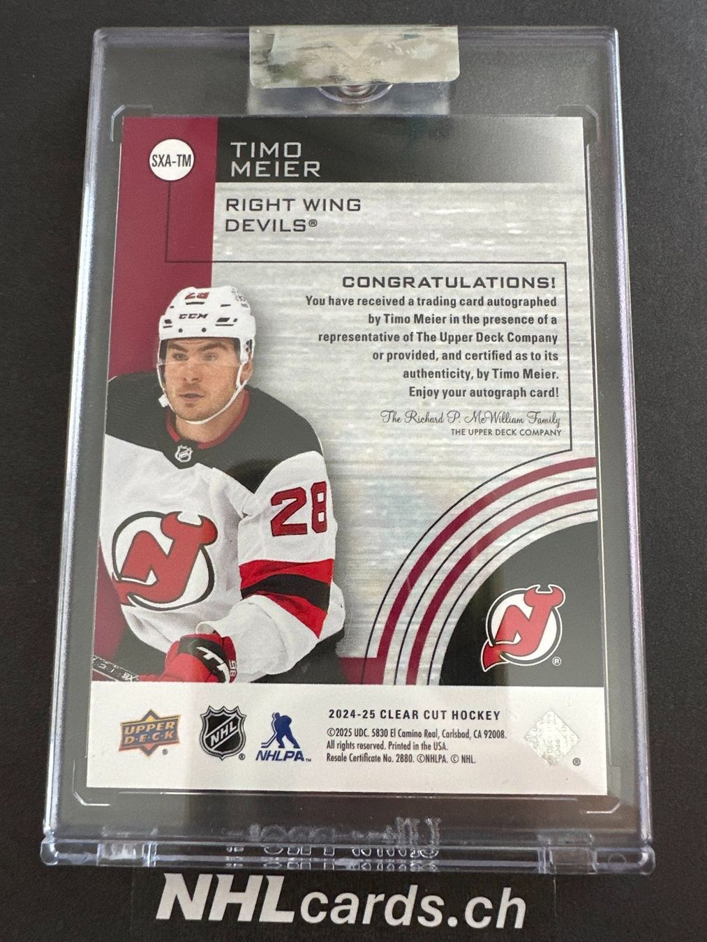 NHL Sammelbilder & Trading cards: Timo Meier NHL Clear Cut Xcitement Auto Card – Gebraucht aus Belp von nhlcards.ch 1