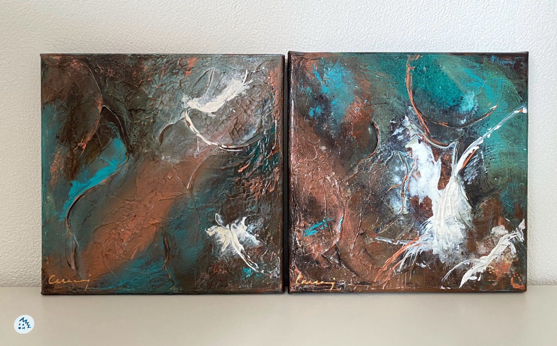 Dipinti: 2-er Set abstrakte Kunst, Acrylmalerei – Nuovo e nell'imballaggio originale da Fanas venduto da Omibia 5