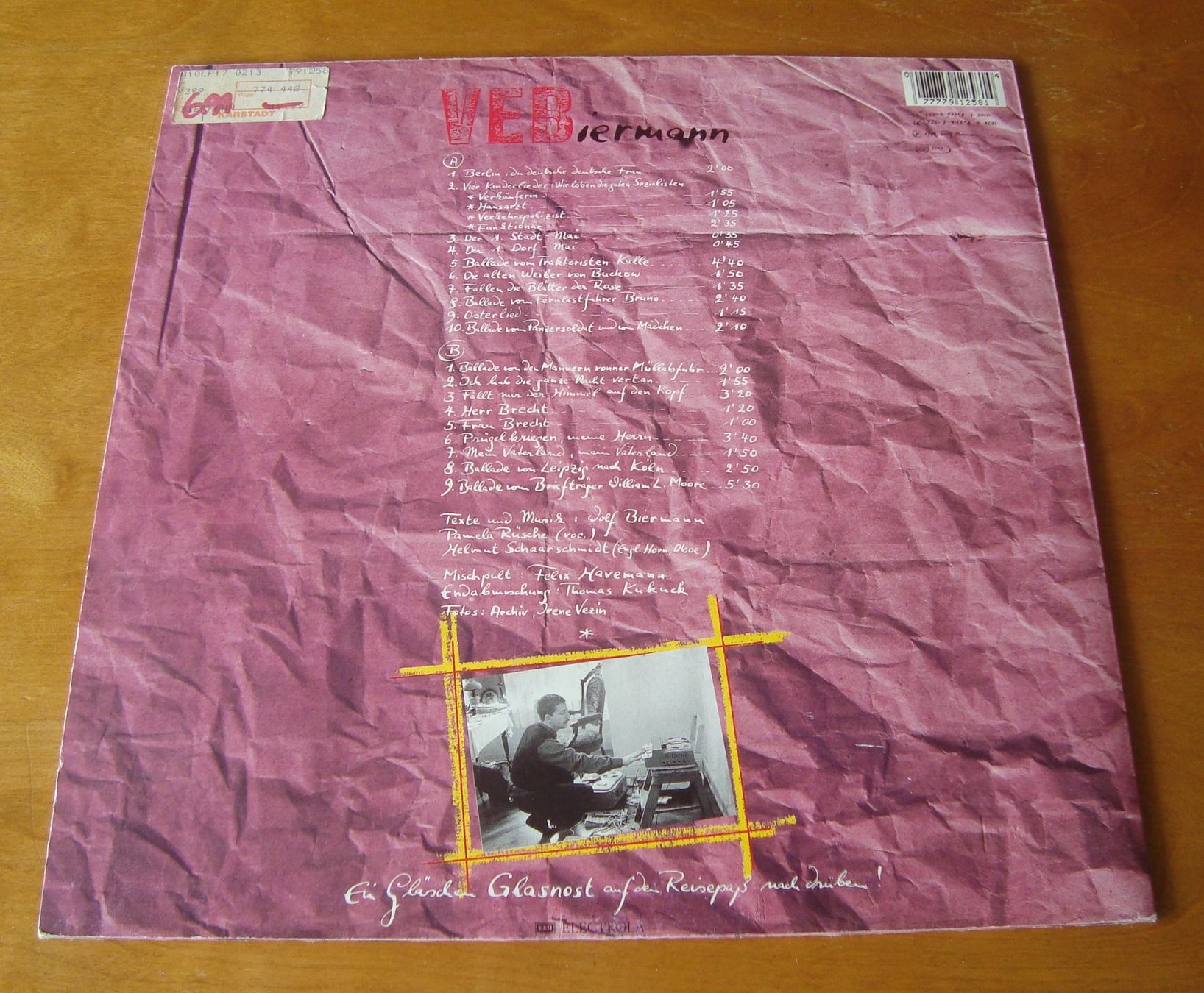 Dischi in vinile: LP Vinyl Wolf Biermann - VEB Biermann 1986 Electrola – Usato da Mönchaltorf venduto da hiukset 1