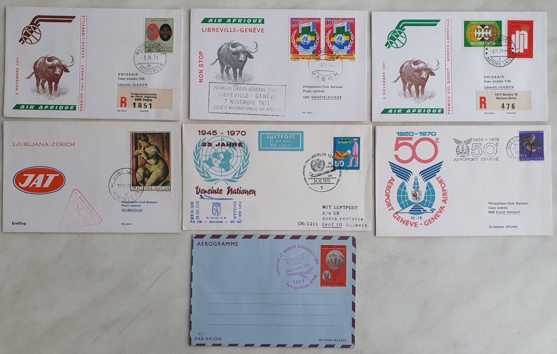 Tous les timbres: 7 Erstflüge 1971 – D'occasion à Fislisbach par Zigzag12