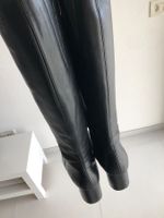 Hochwertige schwarze Lederstiefel Blockabsatz 38 wie Hogl