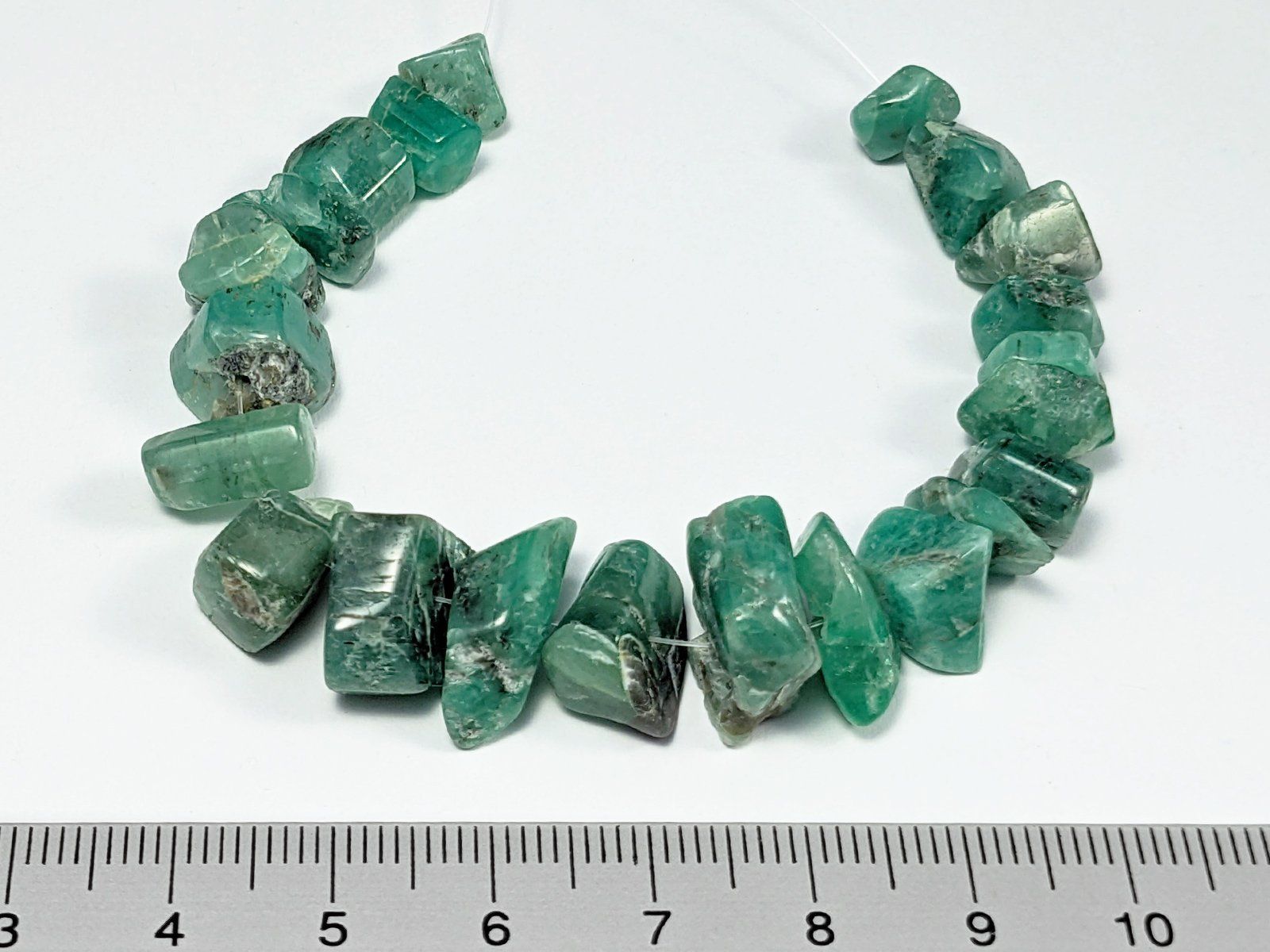 Pietre preziose: Smaragd Perlen 7 bis 17mm 22Stk. – Nuovo e nell'imballaggio originale da Meilen venduto da GypsyCat