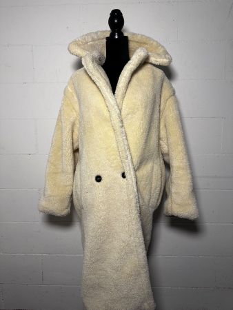 Manteau teddy oversize écru grand col K.Zell Paris taille S