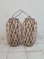 2 Lanternes déco en bambou tressé