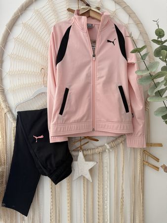 Puma Trainingsanzug rosa schwarz Gr. 140 NEU mit Etikett 