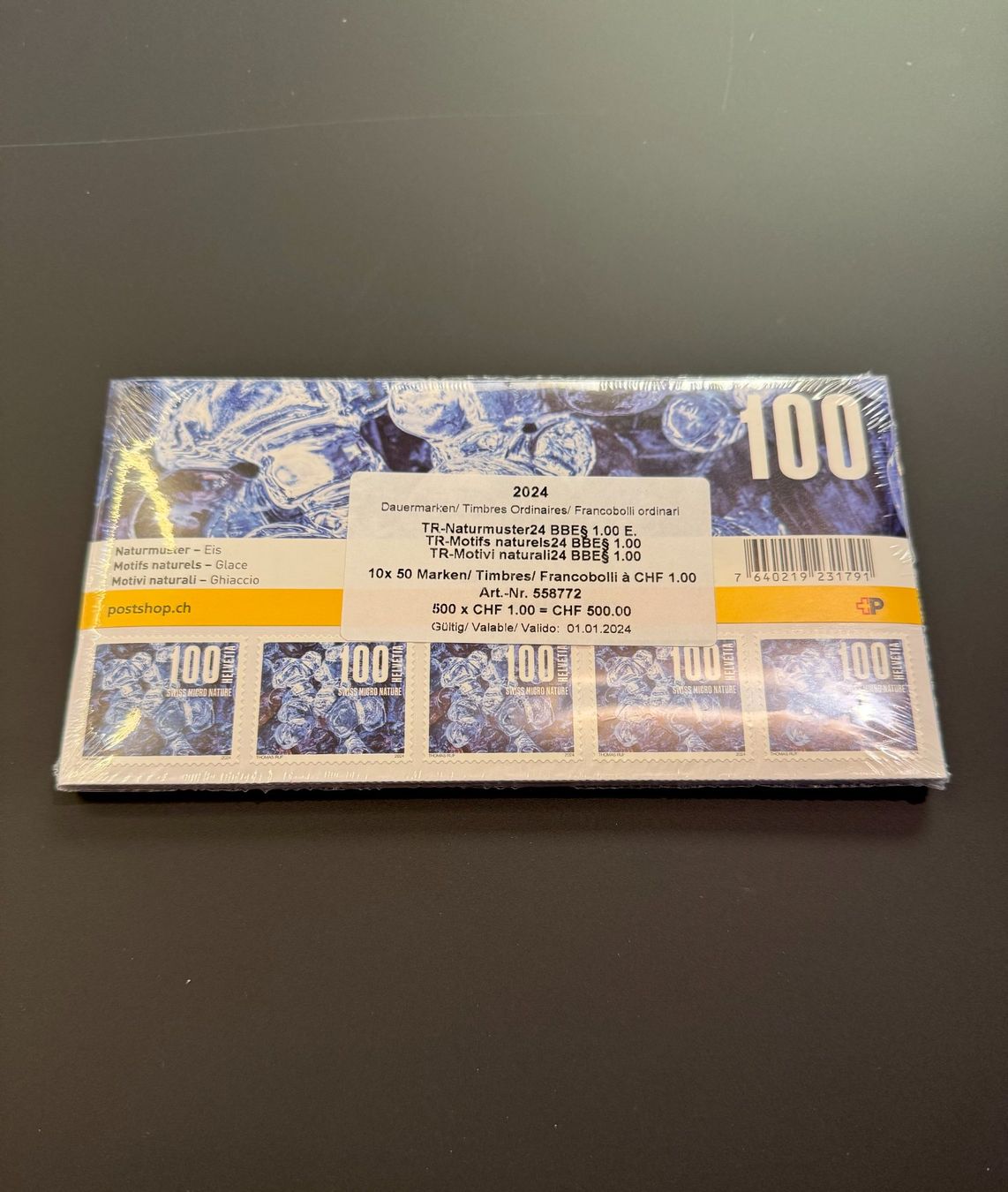 Tutti i francobolli: 500x B- Post Briefmarken/Frankatur CHF 1.00 – Nuovo e nell'imballaggio originale da Belp venduto da Frankatur-Bern