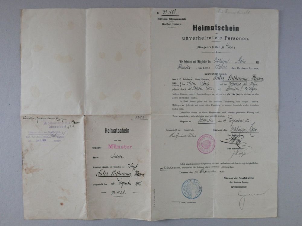 ANTIKER HEIMATSCHEIN MÜNSTER LUZERN 1916 | Kaufen auf Ricardo