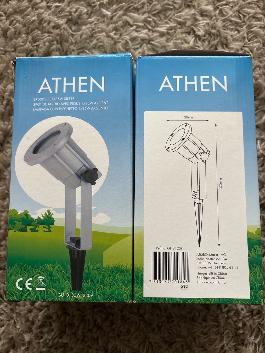 Lampade: Athen Erdspiess 1x35w Silber – Nuovo e nell'imballaggio originale da Neukirch Egnach venduto da Bruno-Privatverkauf