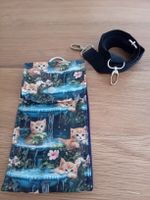 Handytasche mit Katzenmotiv Tragegurt schwarz neu