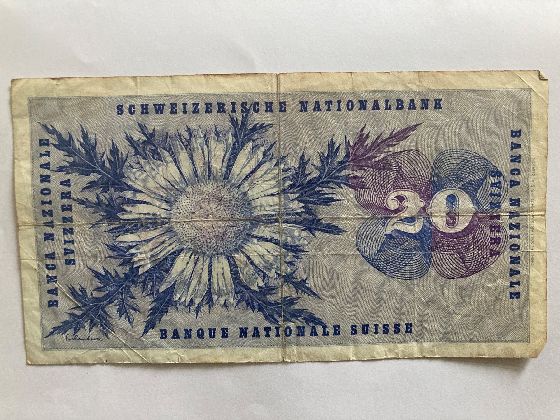 Banknoten: Schweizer 20er Note 5. Serie – Gebraucht aus Vallamand von sugoi3012 1