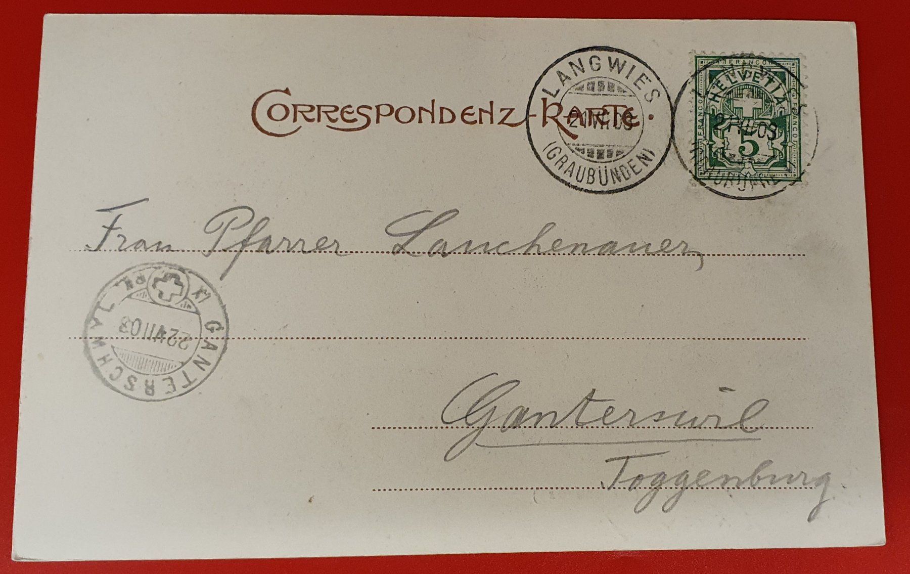 Cartoline postali: Gruss aus Langwies 1903 – Usato da Kreuzlingen venduto da Rschweiz1 1