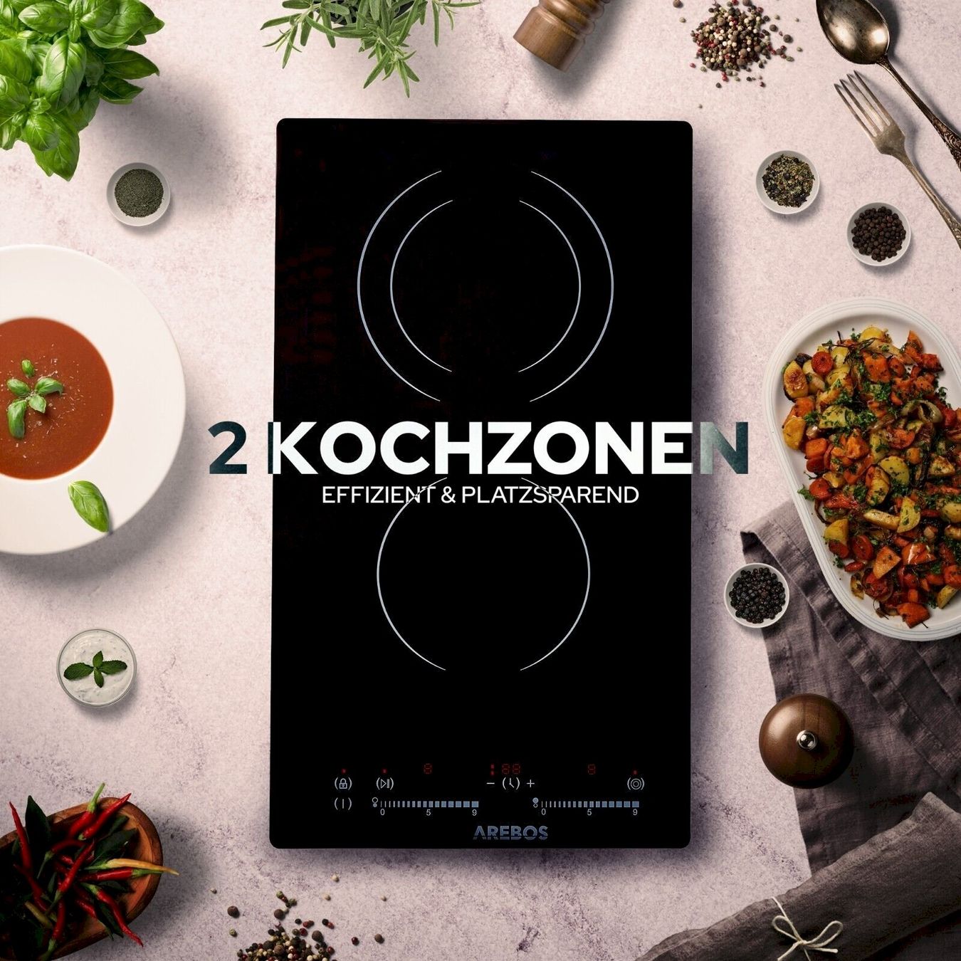 Cucine: Arebos AR-HE-GK2NW Glaskeramikkochfeld – Nuovo e nell'imballaggio originale da Bottighofen venduto da zaap 6