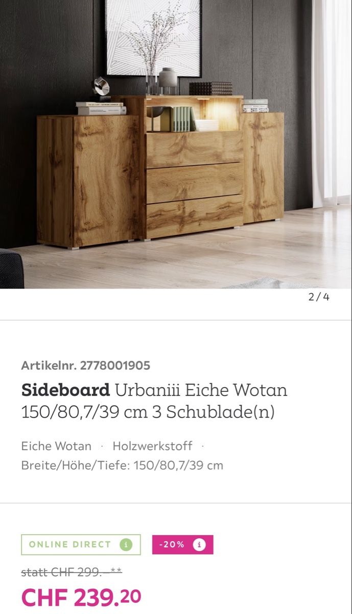 Pfister Kommoden: Stylisches Sideboard Eiche – Neu (gemäss Beschreibung) aus Elsau von con_jqh7 3