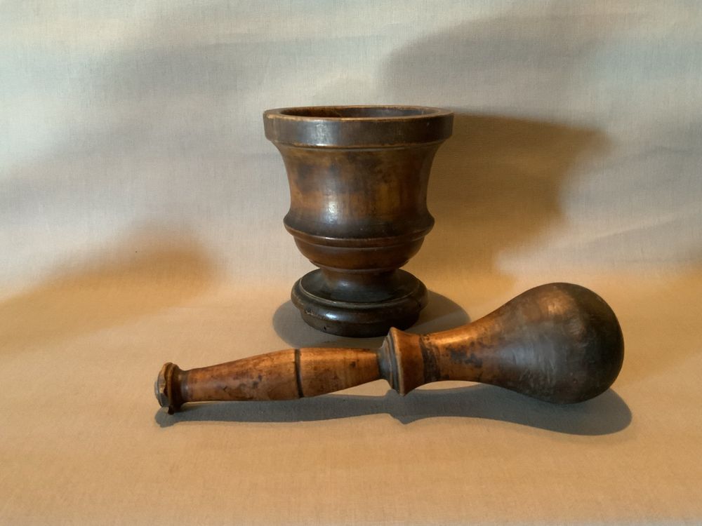 Antiker Biedermeier Holz Mörser und Pistill Apotheker 18OOs (Gebraucht ...
