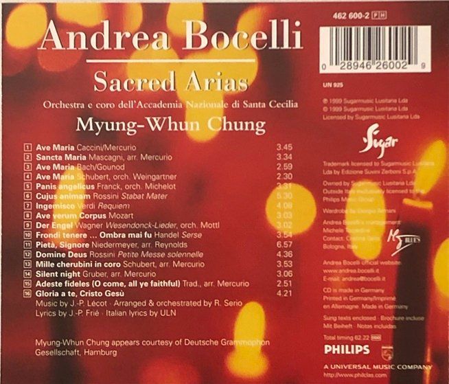 CD: Andrea Bocelli - Sacred Arias – Usato da Grüningen venduto da azulblanco 1