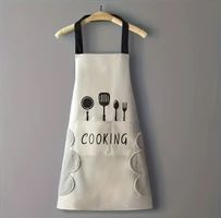 Kochschürze Weiss Cooking Aufdruck mit Fronttasche neu