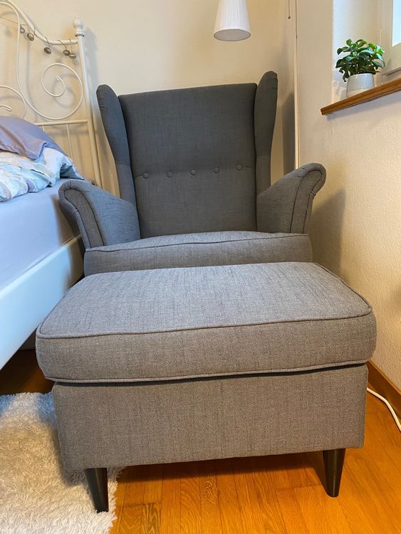 Relax Sessel mit Hocker Grau Strandmon Ikea Kaufen auf Ricardo
