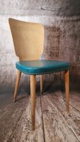Vintage Stuhl mit türkisem Sitzpolster, Holz, Top Zustand