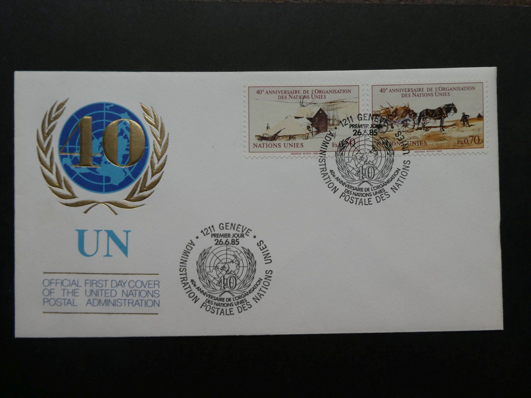Tutti i francobolli: UNO Genf 1985 FDC mit Marken 135 -136 – Usato da Sissach venduto da eriluz