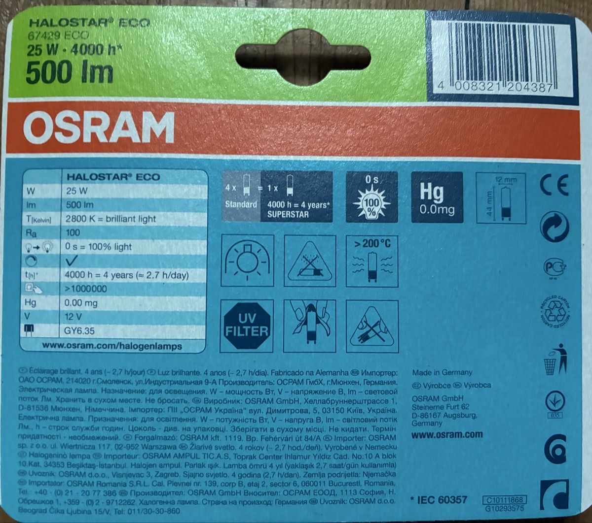 Osram Lampade: Halogenlampe Osram Halostar Eco 25W 500lm neu – Nuovo e nell'imballaggio originale da Oberrüti venduto da Jomaru 1