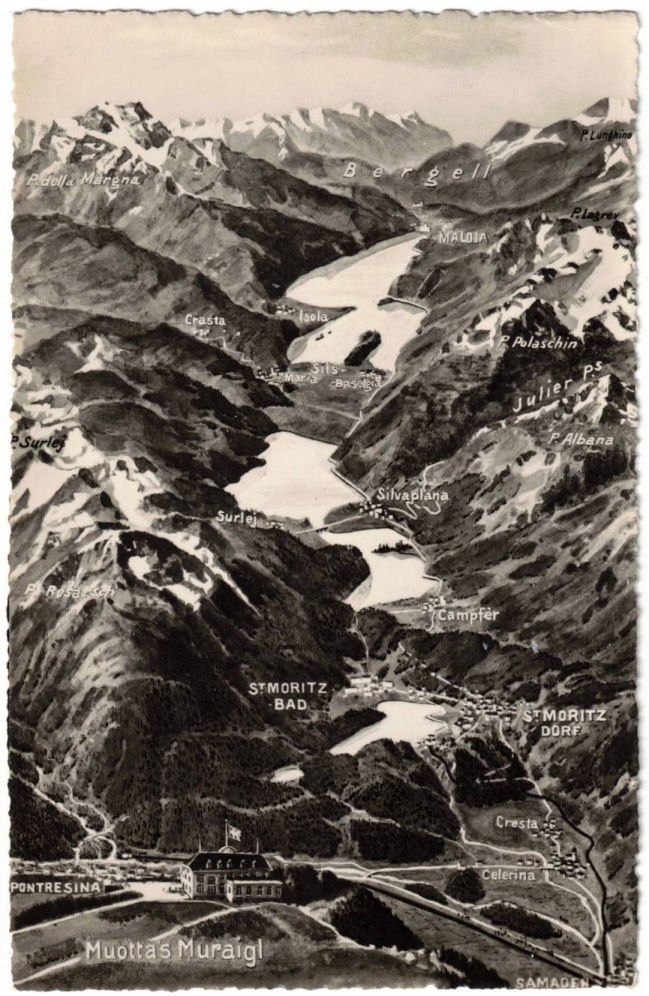 Cartoline postali: St. Moritz - Standseilbahn Muottas Muragl Bergstation – Usato da Binningen venduto da Mountainrider