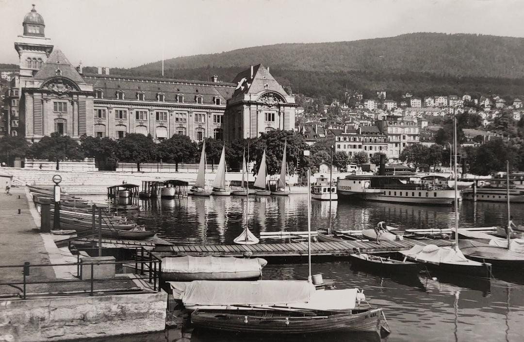 Cartoline postali: NEUCHÂTEL - Le Port - 195? – Usato da Delémont venduto da Domdom1